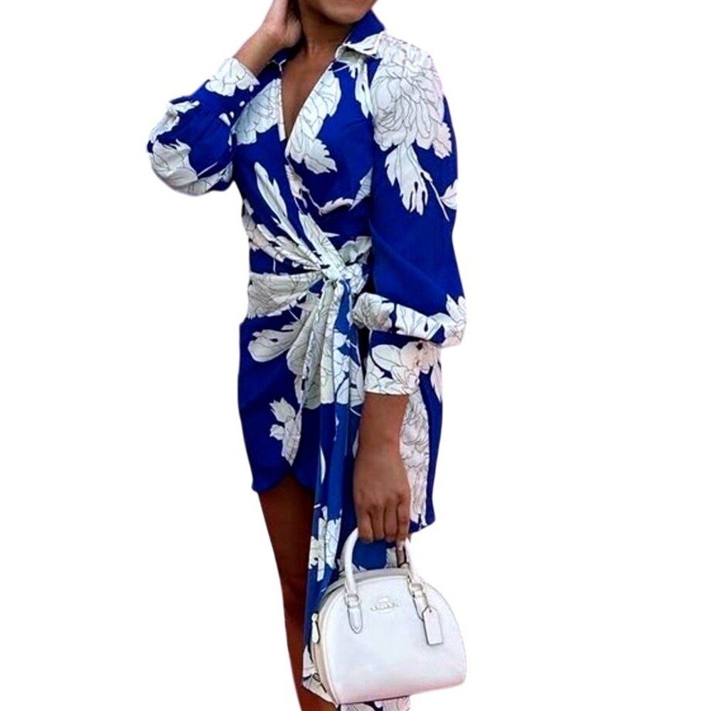 Luxxel floral long-sleeve‎ wrap dress, Medium